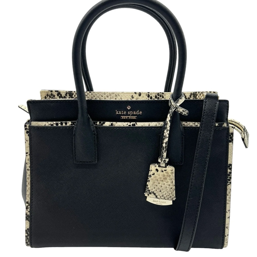 Kate Spade Cameron Street Candace Satchel Black Leather Snake Trim Bag